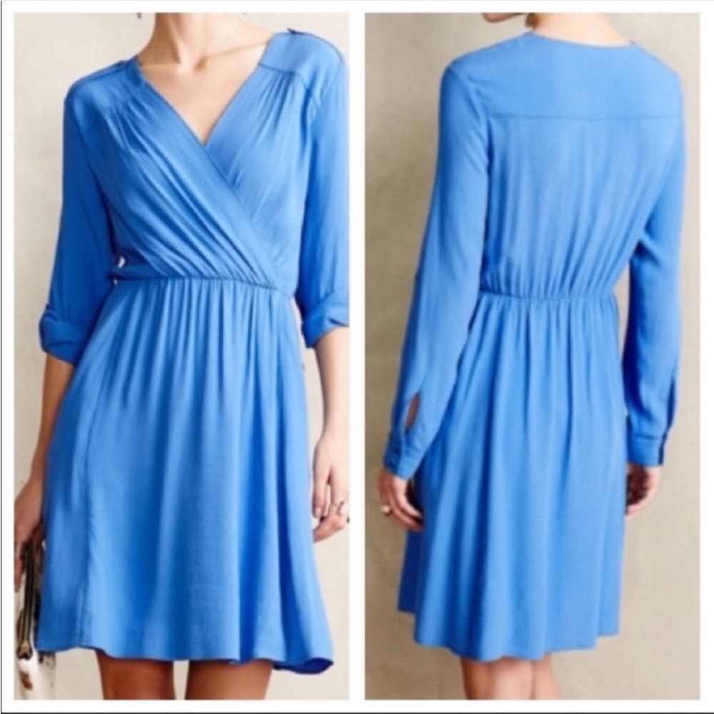 Anthropologie Maeve Blue Lene Wrap Dress